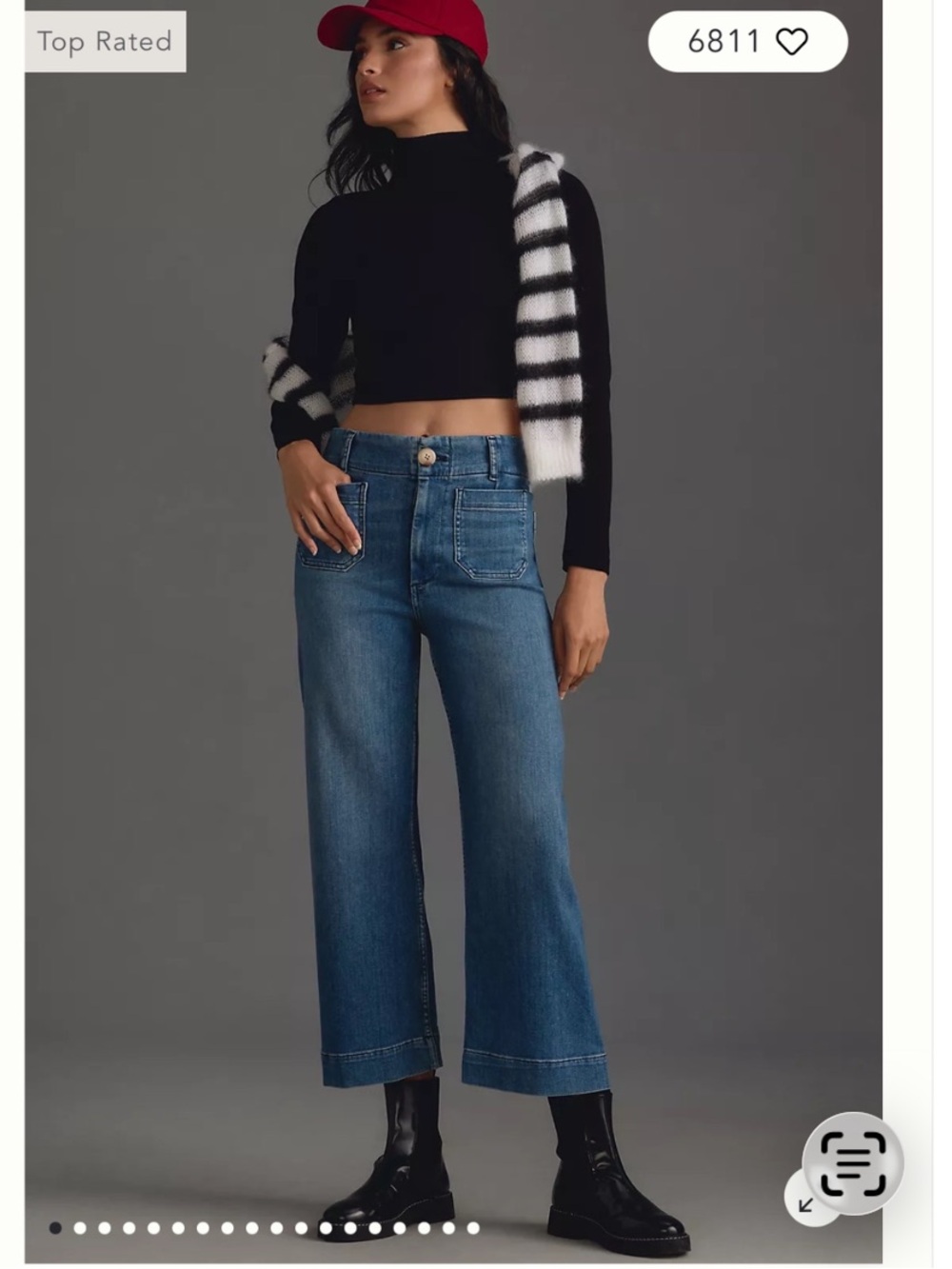 Anthropologie Maeve Colette Cropped High-Rise Wide-Leg Jeans